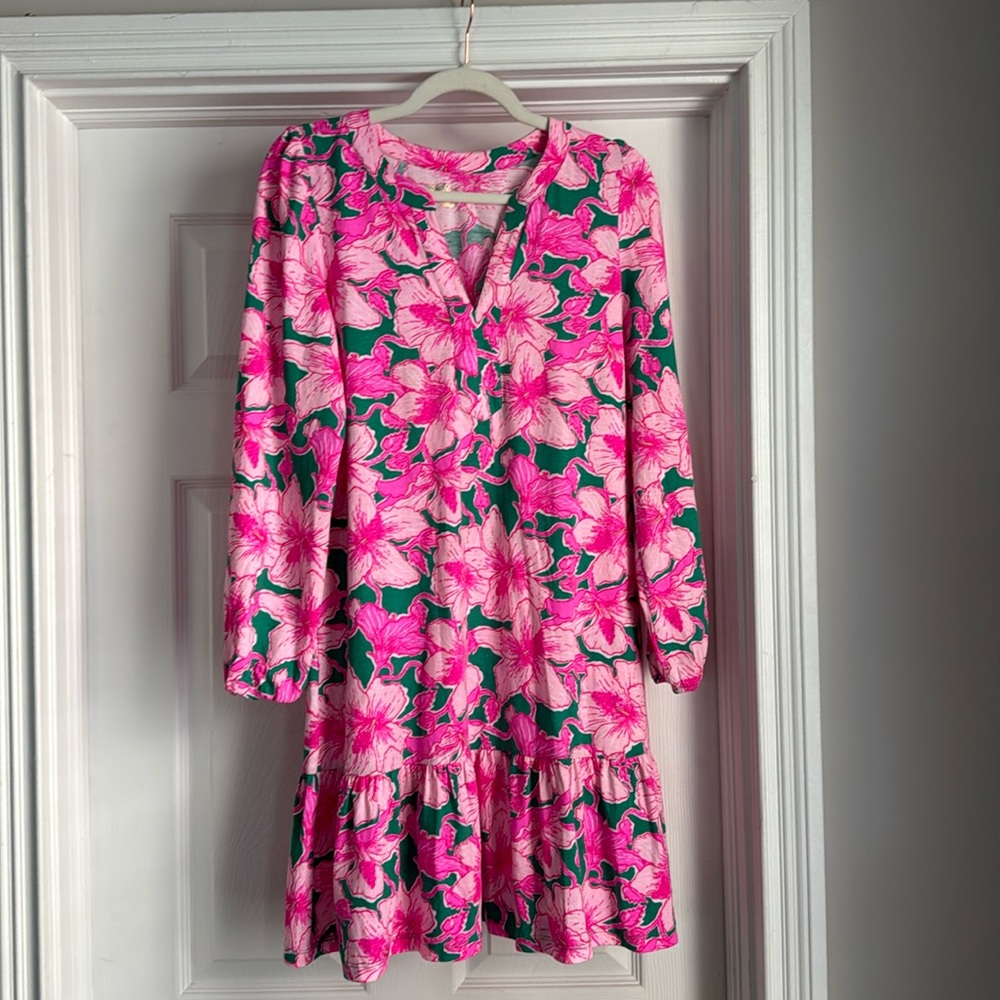 Lilly Pulitzer Alyssa Dress, Kelly Green Hibiscus Kiss, size Small, EUC